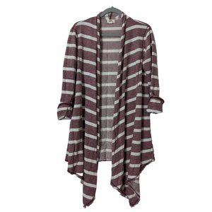 Women's Born Famous 3/4 sleeve cardigan, wine/white, size L